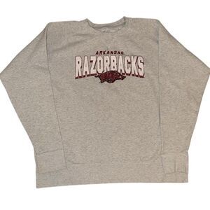 Grey and red Razorbacks crewneck sweatshirt
